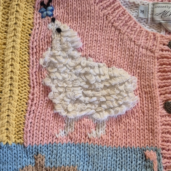 Women's Hand Knitted Vintage Short Sleeve Sweater With Heart Shaped Buttons - Picture 6 of 8